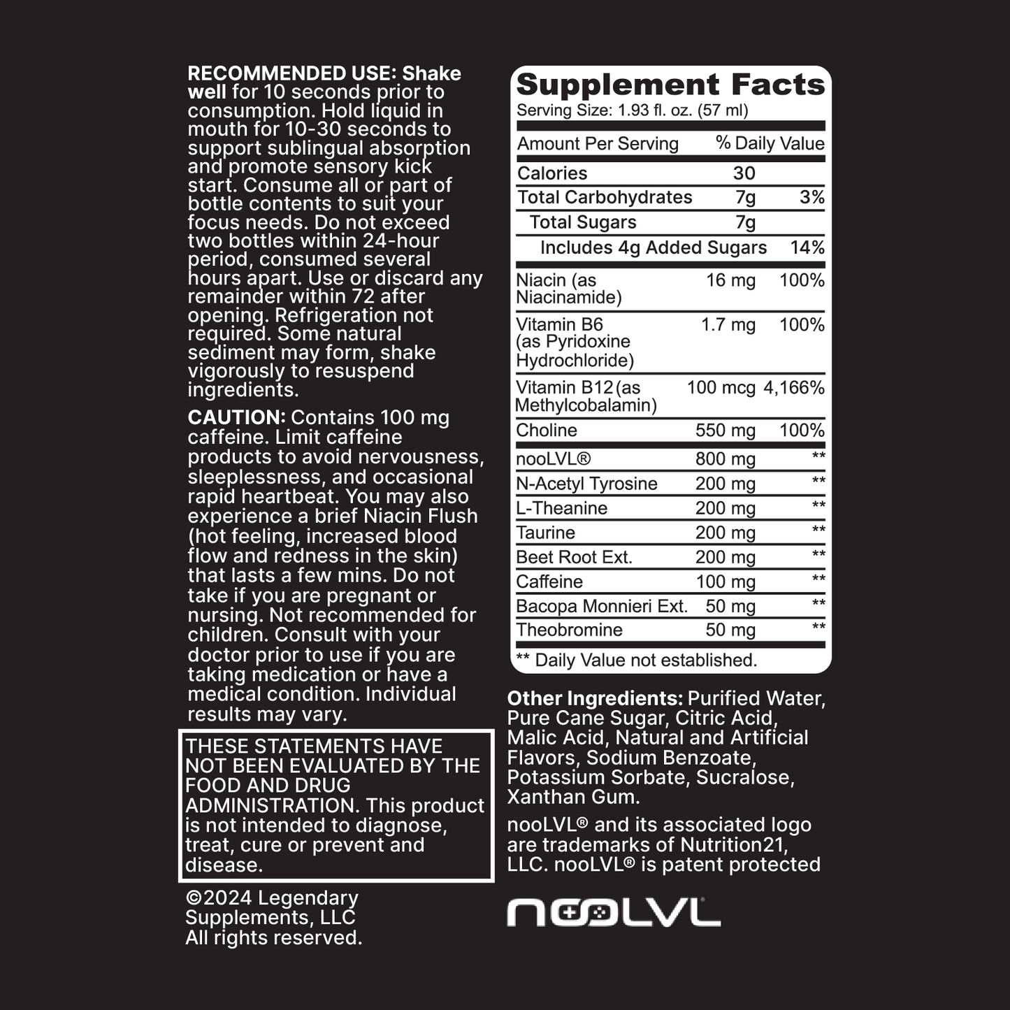 Kraken Intense Focus Shot - Kick'n Mango Peach Ingredients and Supplement Facts
