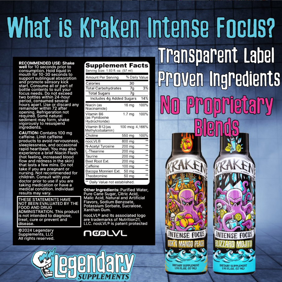 Kraken Intense Focus Legendary Bundle Pack – 24 Blizzard Mojito Shots