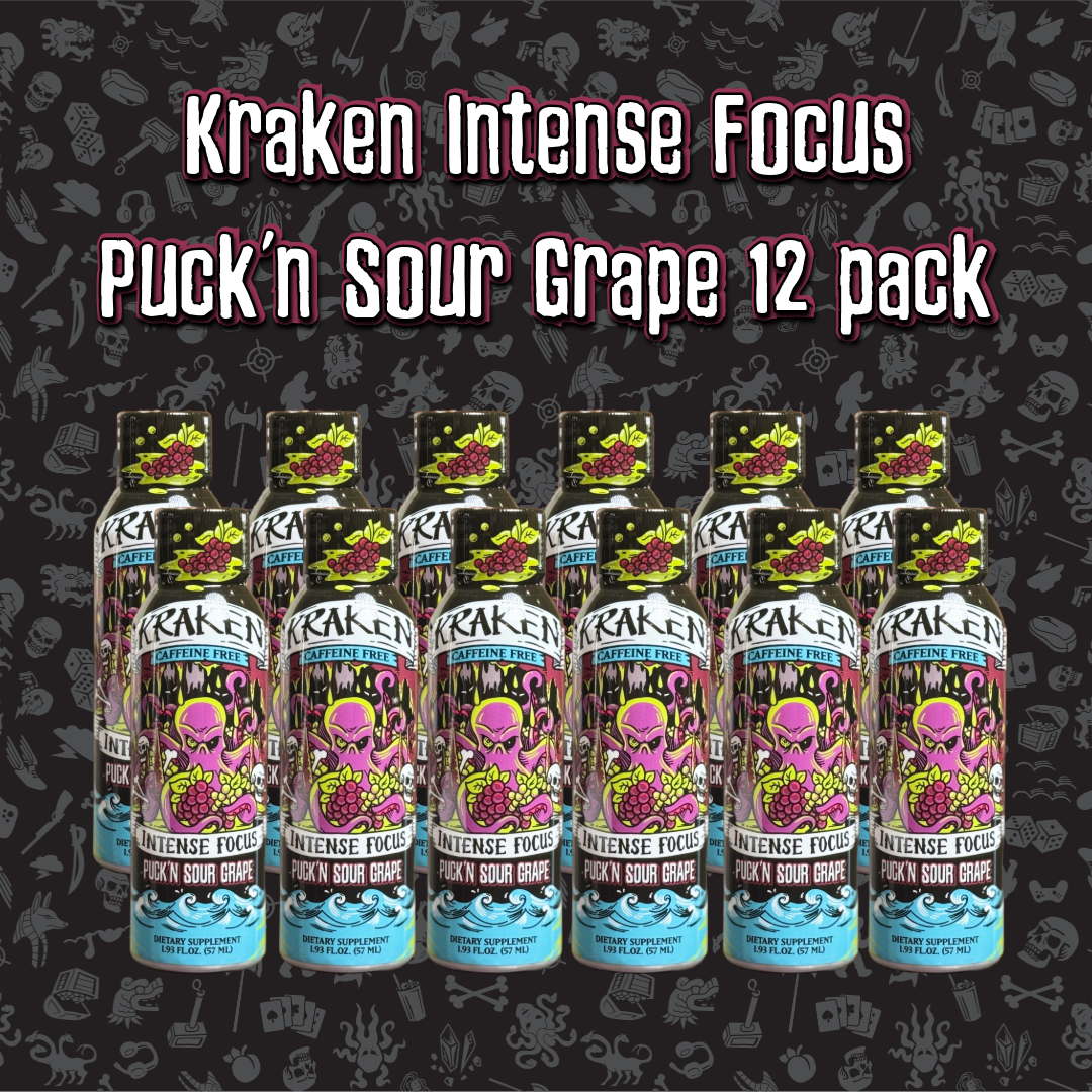 Kraken Intense Focus - Puck'n Sour Grape (12-Pack, Caffeine-Free)