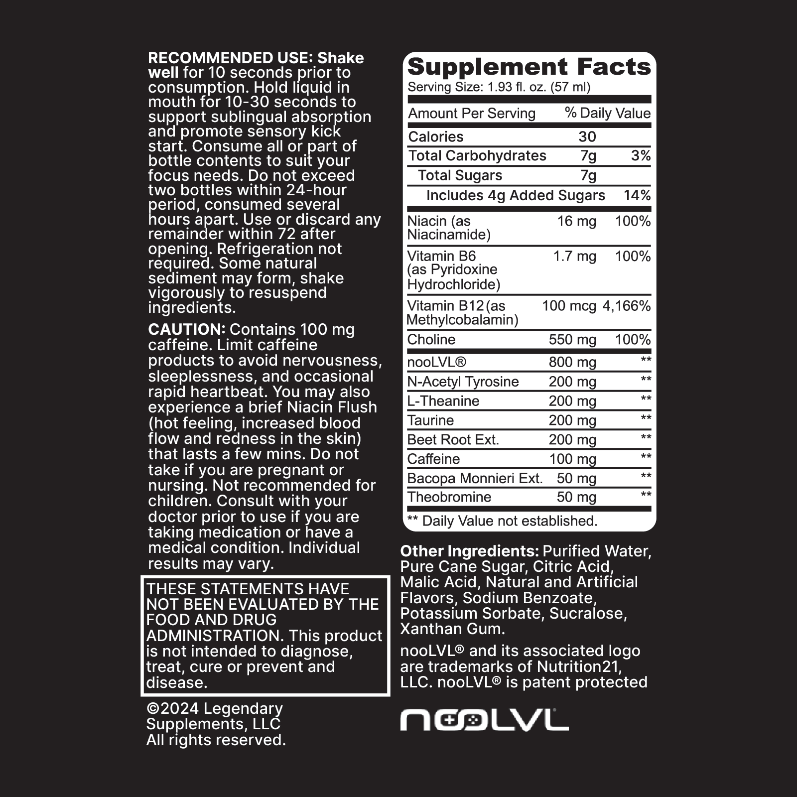 Kraken Intense Focus Shot - Blizzard Mojito Ingredients and Supplement Facts 